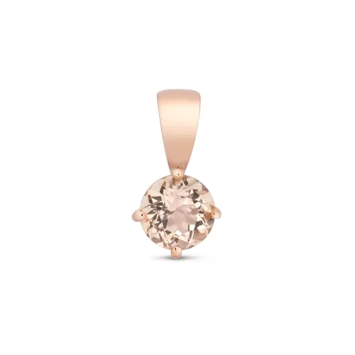 5mm Round Morganite Pendant Rose Gold Rose Gold 9ct - Claw Set